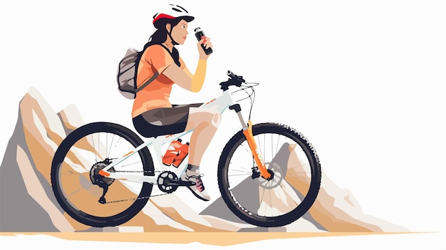 Stylish Female Cyclist Relaxing on Mountain Bike Outdoors