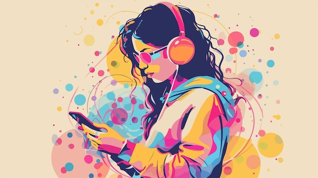 Stylish Female with Smartphone in Youth Culture Concept