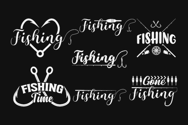 Vector stylish fishing typography bundle creative fishing design fishing enthusiasts tee unique fishing