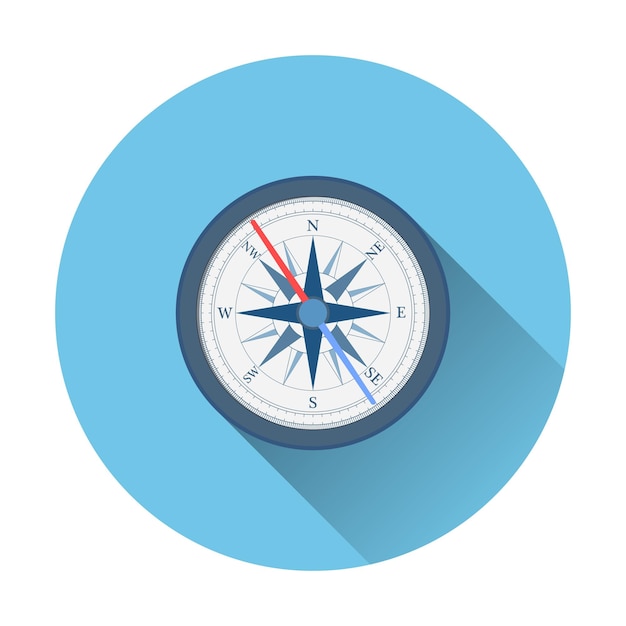 Stylish flat design white Compass vector Icon