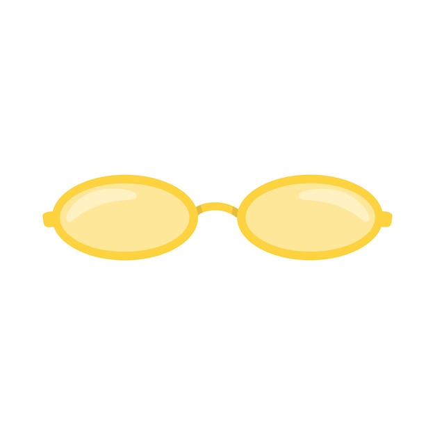 Stylish flat yellow sunglasses isolated on white background A fashion accessory with an oval frame