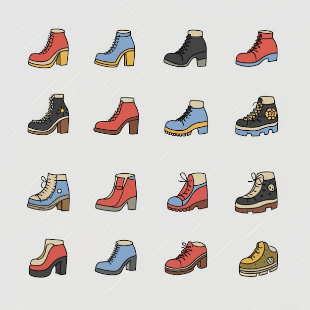 Stylish footwear Design Vector illustration set