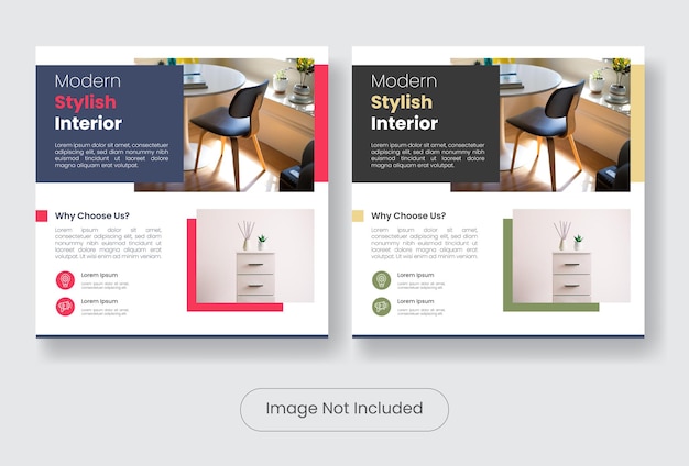 Stylish furniture design social media post banner template set