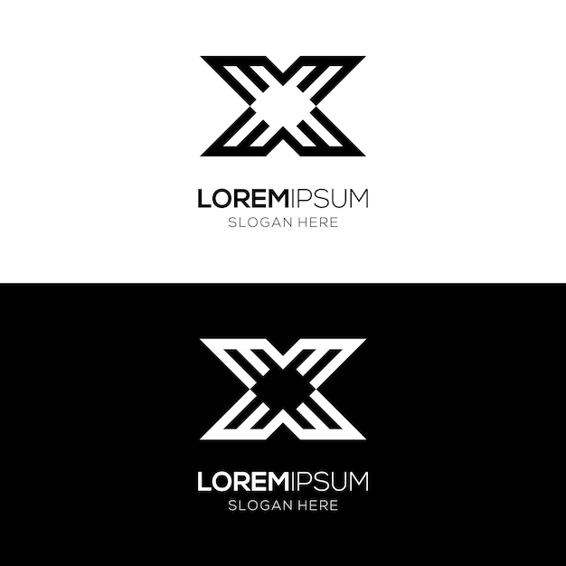 Stylish geometric letter X logo design template