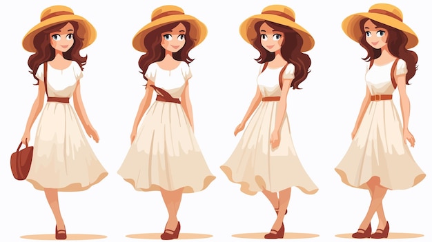 Vector stylish girl in summer dress vector illustration