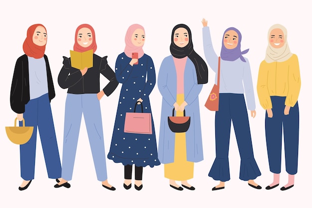 stylish girl wearing hijab illustration