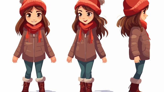 Vector stylish girl wearing winter clothes vector illustration