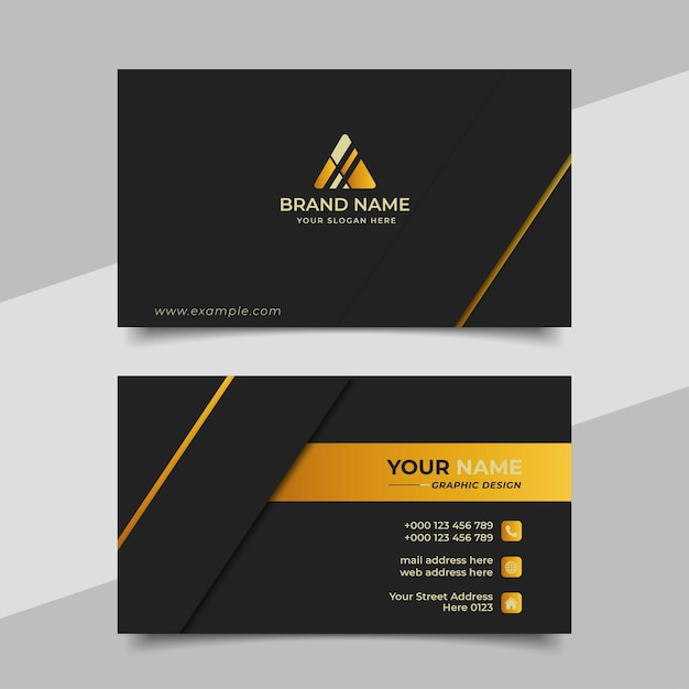 Stylish Golden Luxury Business Card Template Design