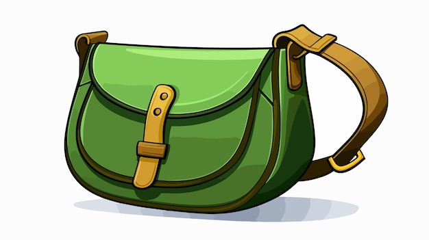 Vector stylish green sling bag cartoon vector illustration