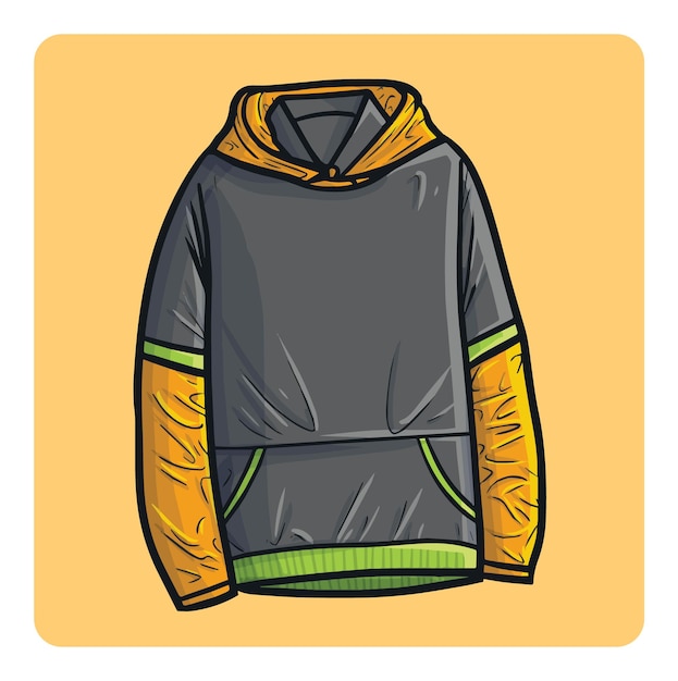 Stylish grey orange hoodie cartoon illustration