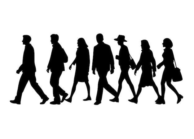 Vector stylish group walking silhouettes ideal for creative graphics and decor