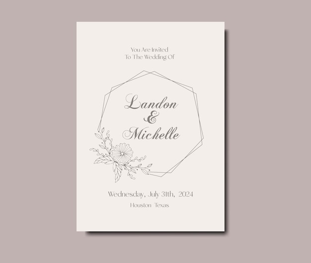 Vector stylish hand drawn floral wedding invitation templates