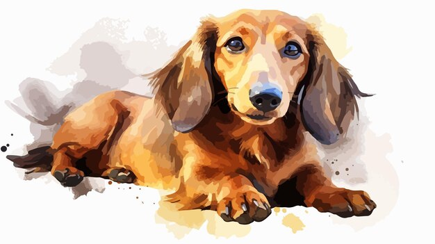 Vector stylish handdrawn watercolor dachshund artwork