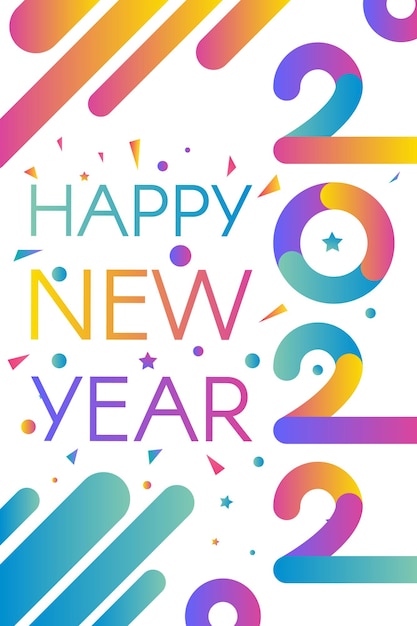 Stylish happy new 2022 year template with text in bright gradient color themes