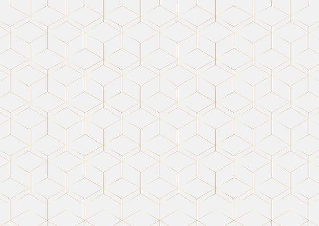 Vector stylish hexagonal line golden pattern white background template