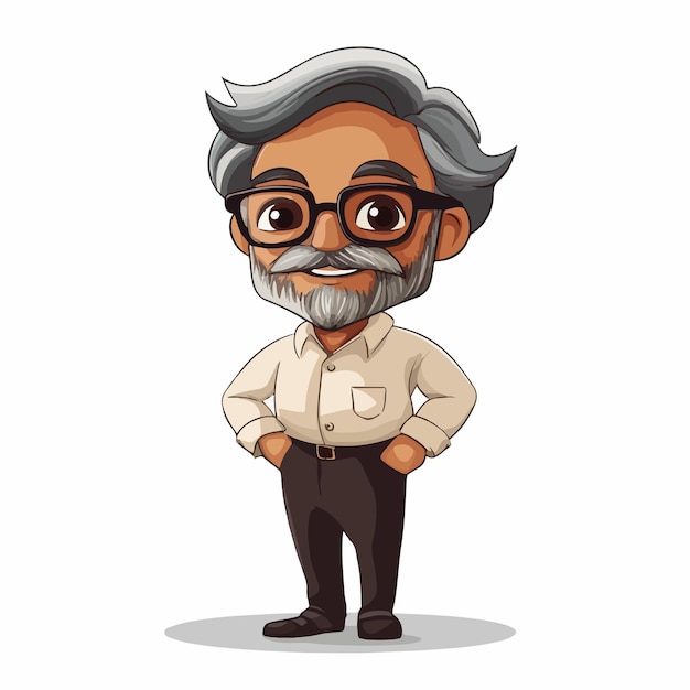 Stylish Indian Uncle Cartoon Vector Illustration