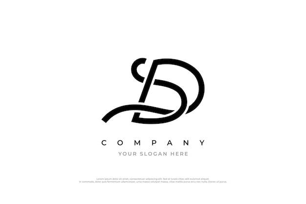 Vector stylish initial letter sd logo or ds logo design vector template