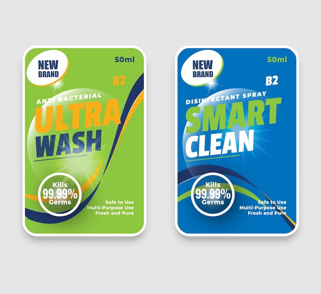 Stylish laundry detergent labels set