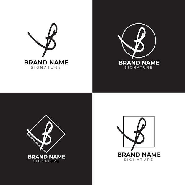 Vector stylish letter b signature handwriting logo