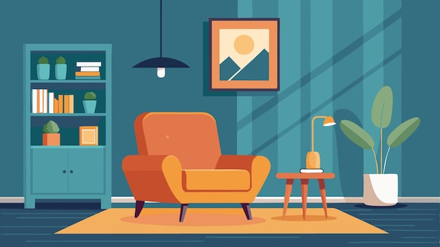 Stylish Living Room Design Featuring Modern Armchair Illustration