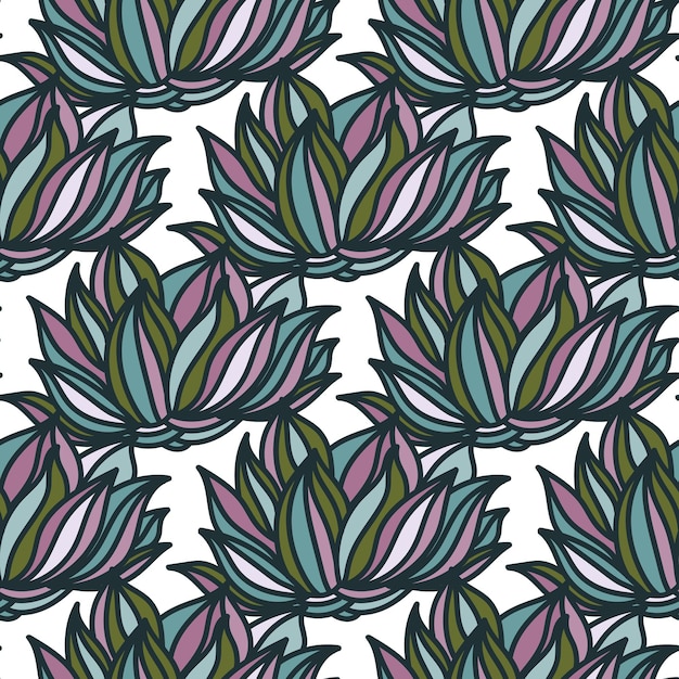 Stylish lotus flowers seamless pattern Seamless decorative floral ornament