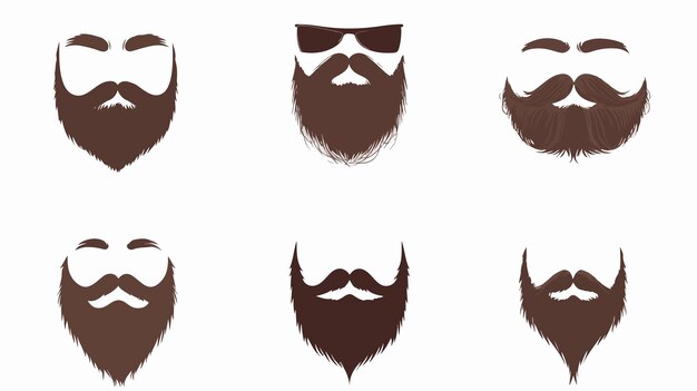 Vector stylish male beards and mustache isolated on white background