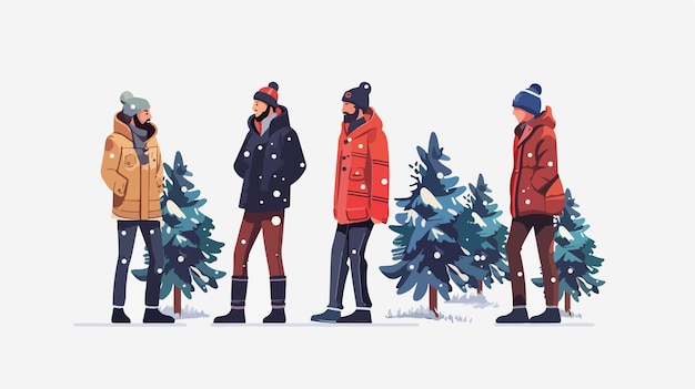 Stylish Men with Winter Clothes in Snowy Forest Avatar