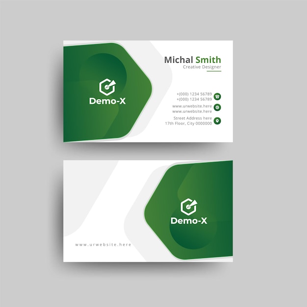 Vector stylish and minimal professional white and green business card design