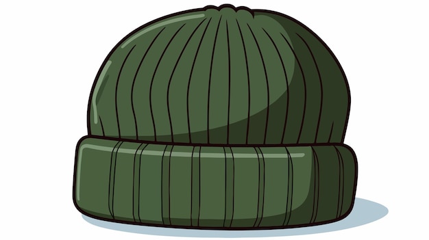 Vector stylish modern army green beanie hat cartoon illustration