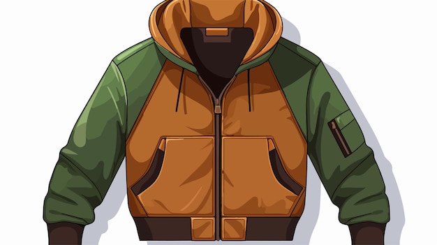 Vector stylish modern brown green jacket cartoon illustration