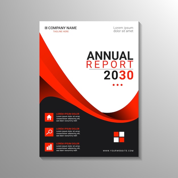 Stylish modern red wave annual report design