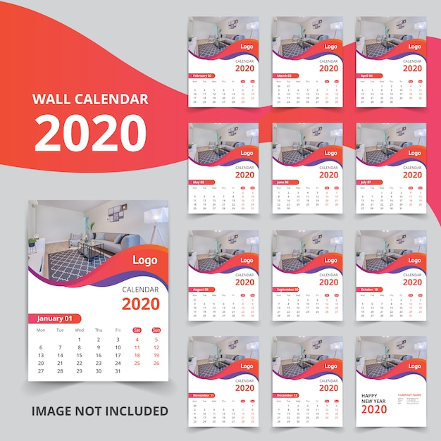 Stylish new year calendar for 2020