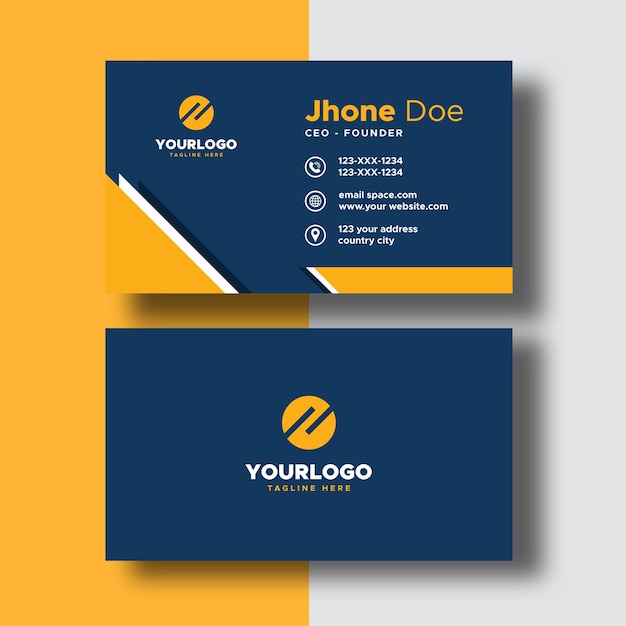 Stylish Orange And Blue Business Card Design Template