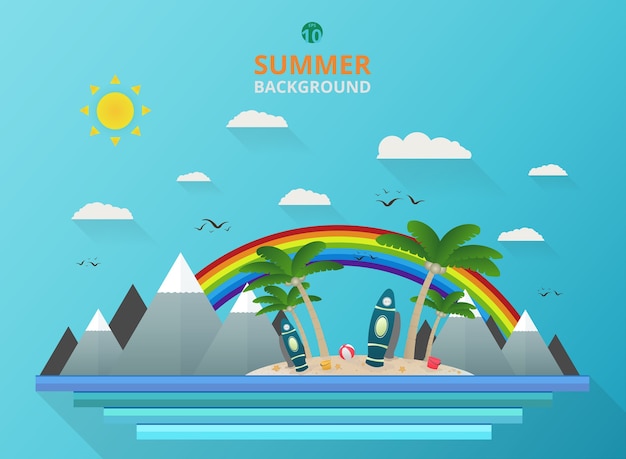 Stylish of outdoor summer background with rainbow.