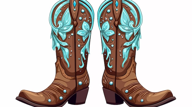 Stylish Pair of Western Cowboy Boots Decorated with Cow Pattern