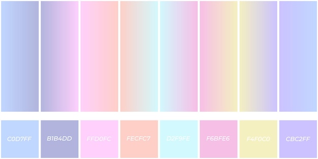 Stylish pastel gradient set color pick Pastel palette set Color template Trendy pastel palette