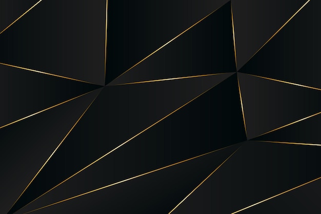 Stylish polygonal black illustration with gold gradient contours and glowing effects