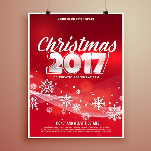 stylish red christmas party event invitation card template design