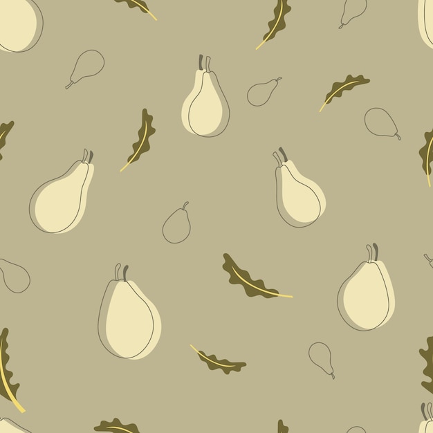 Stylish repeat pattern of yellow pear and arugula.