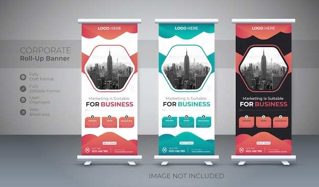 Stylish roll up banner design standee template