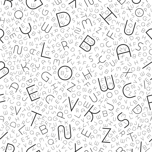 Stylish seamless vector alphabet pattern Fashion white repeatable background