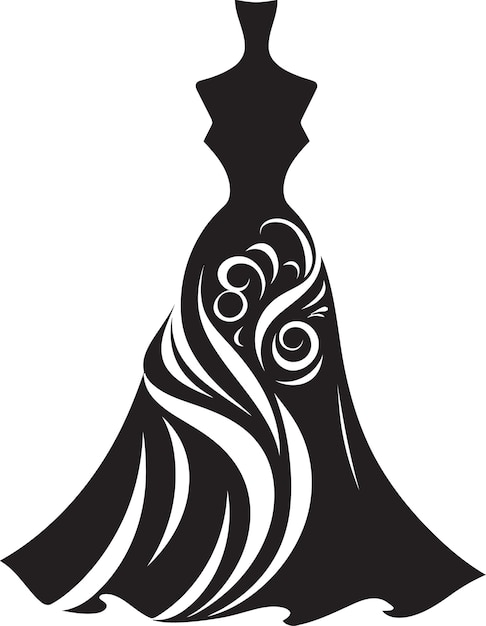 Stylish Silhouette Black Dress Emblem Glamorous Style Vector Dress Icon