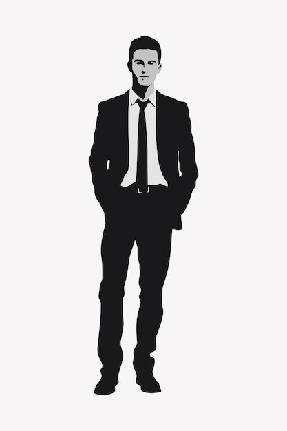 Vector stylish silhouette business professional standing