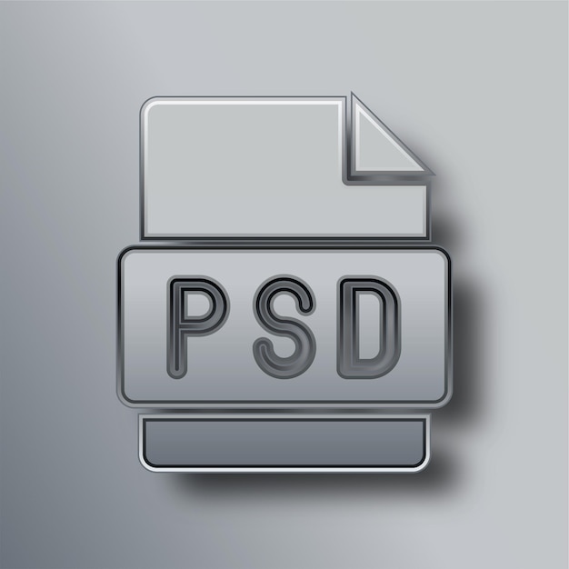 Vector stylish silver metal psd file icon with gray background