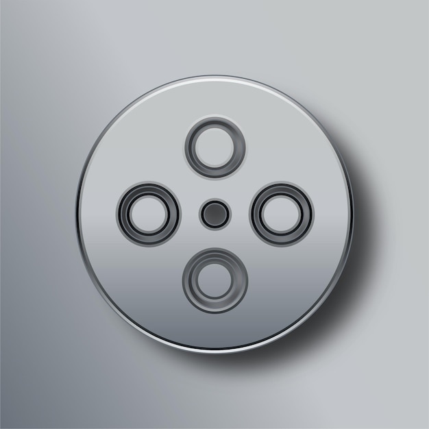 Stylish Silver Movie Reel Icon with Gray Background