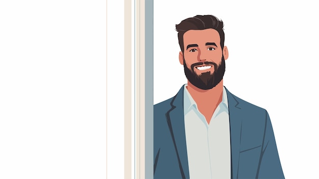 Stylish Smiling Businessman with Beard in Professional Portrait