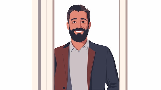 Vector stylish smiling businessman with beard in professional portrait