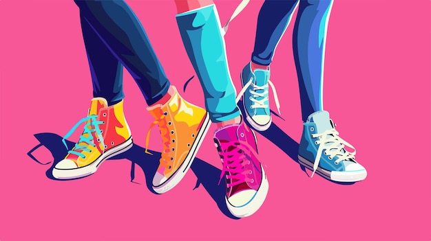 Vector stylish sneakers for women on pink background