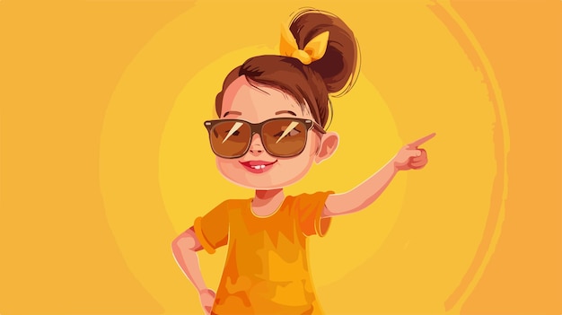 Vector stylish sunglasses little girl pointing image