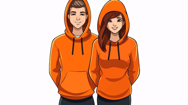 Vector stylish tosca and orange hoodie cartoon illustration